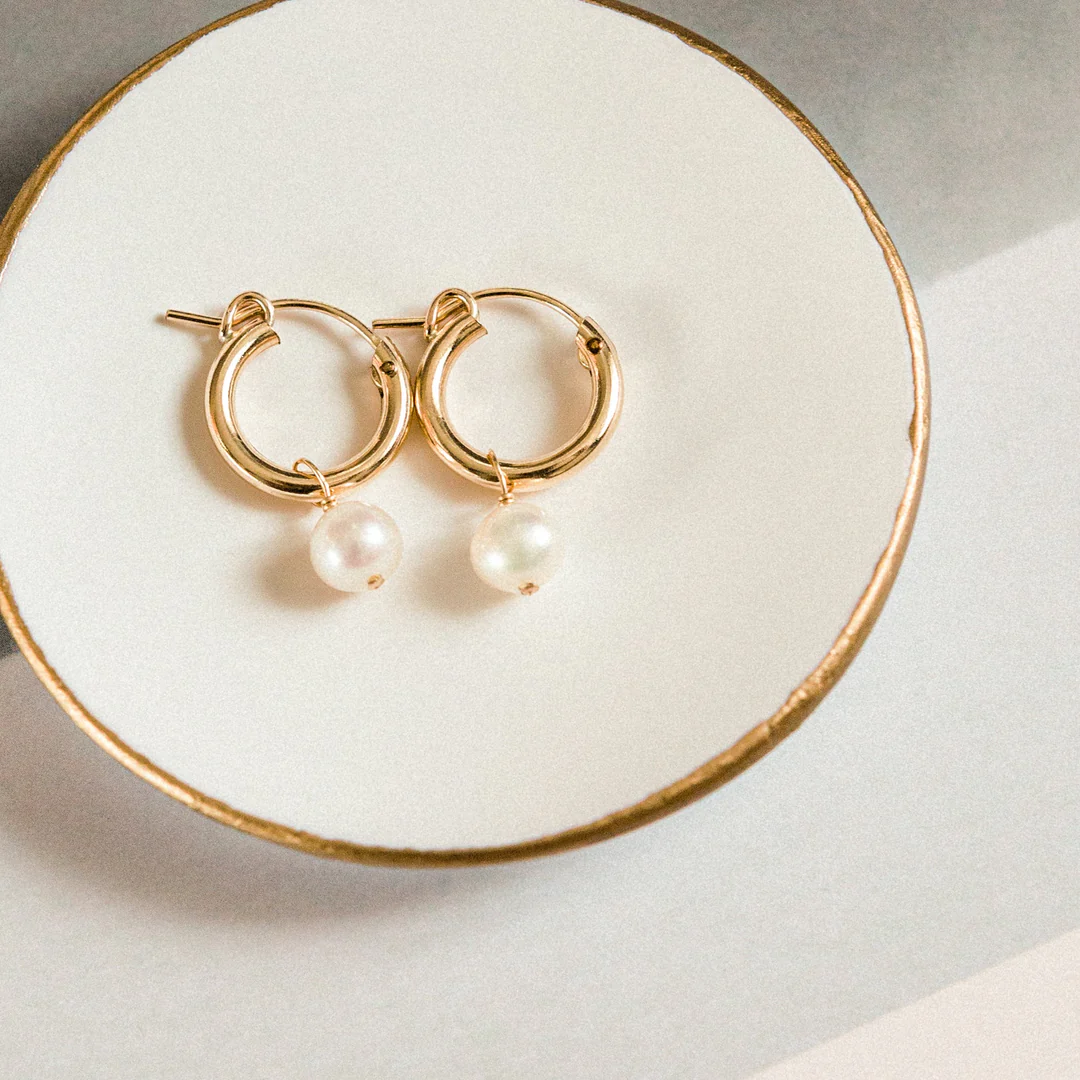 Women's Freshwater Pearl Hoop Earrings | Hypoallergenic