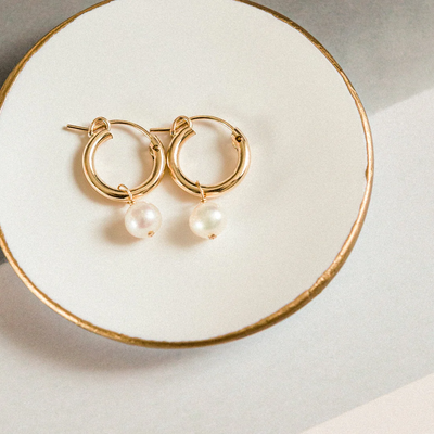 Women's Freshwater Pearl Hoop Earrings | Hypoallergenic