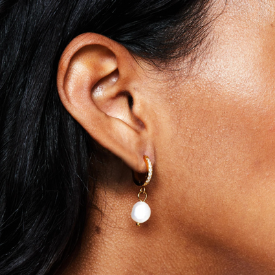 Women's Baroque Freshwater Pearl Hoop Earrings