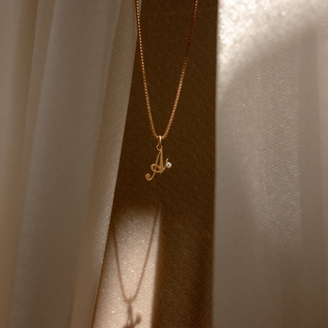 Women’s Sterling Silver Personalised Initial Birthstone Necklace