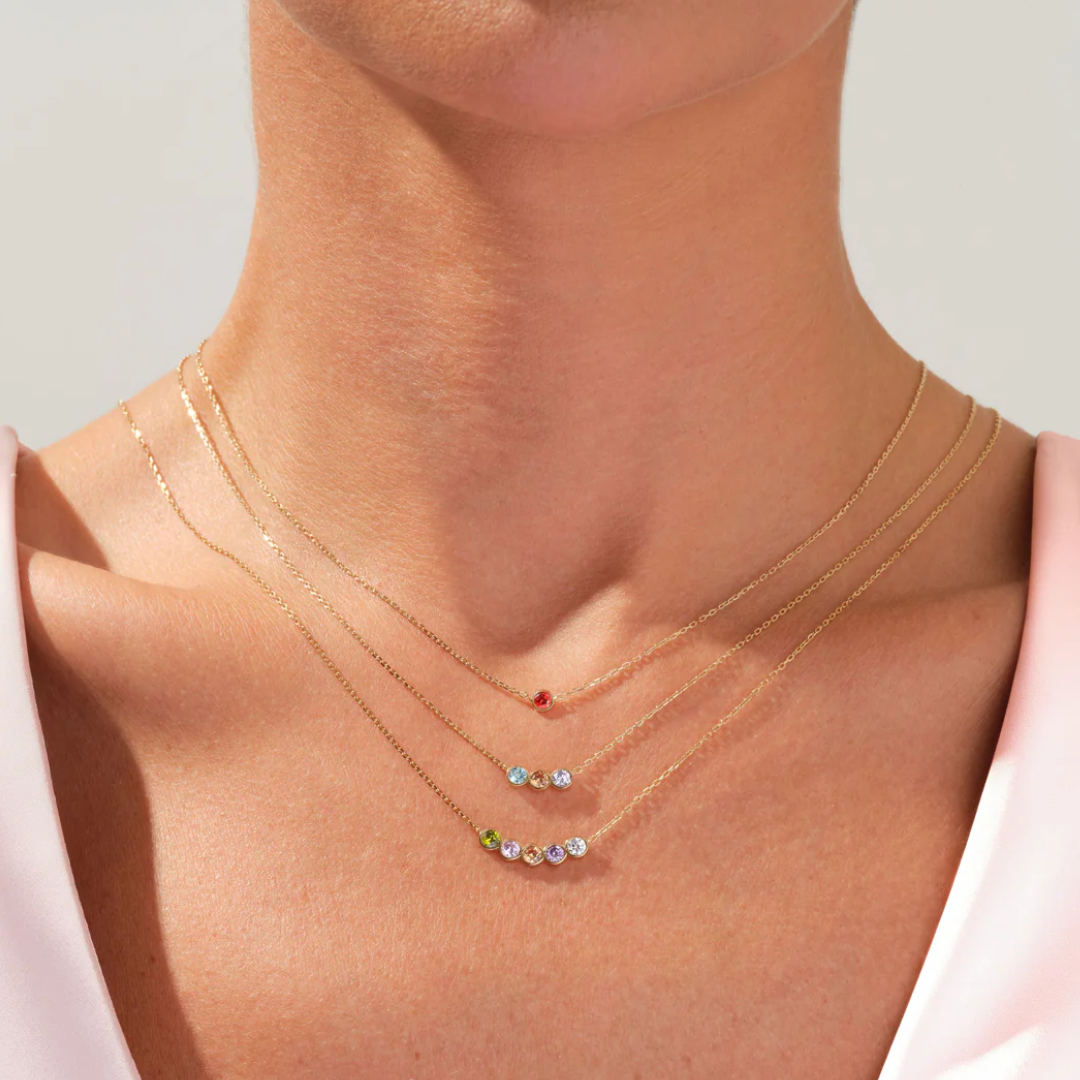 Women’s Personalised Birthstone Family Necklace