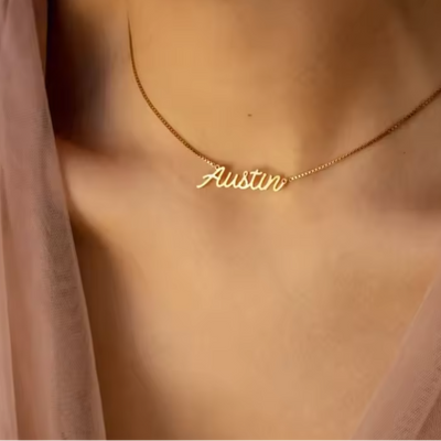 Women’s Personalised Box Chain Name Necklace