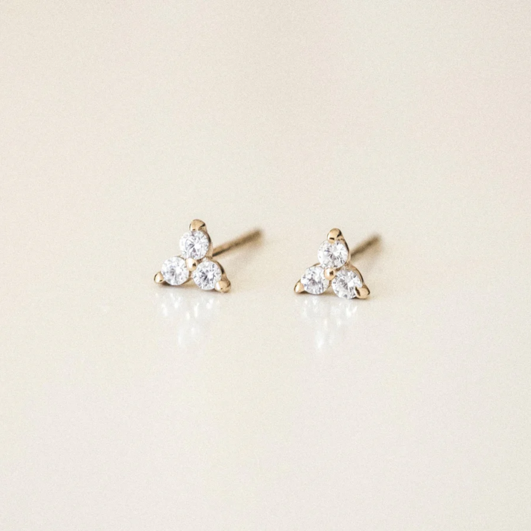 Women's Triple Cubic Zirconia Stud Earrings | Hypoallergenic
