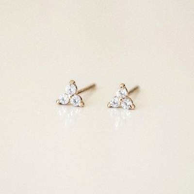 Women's Triple Cubic Zirconia Stud Earrings | Hypoallergenic
