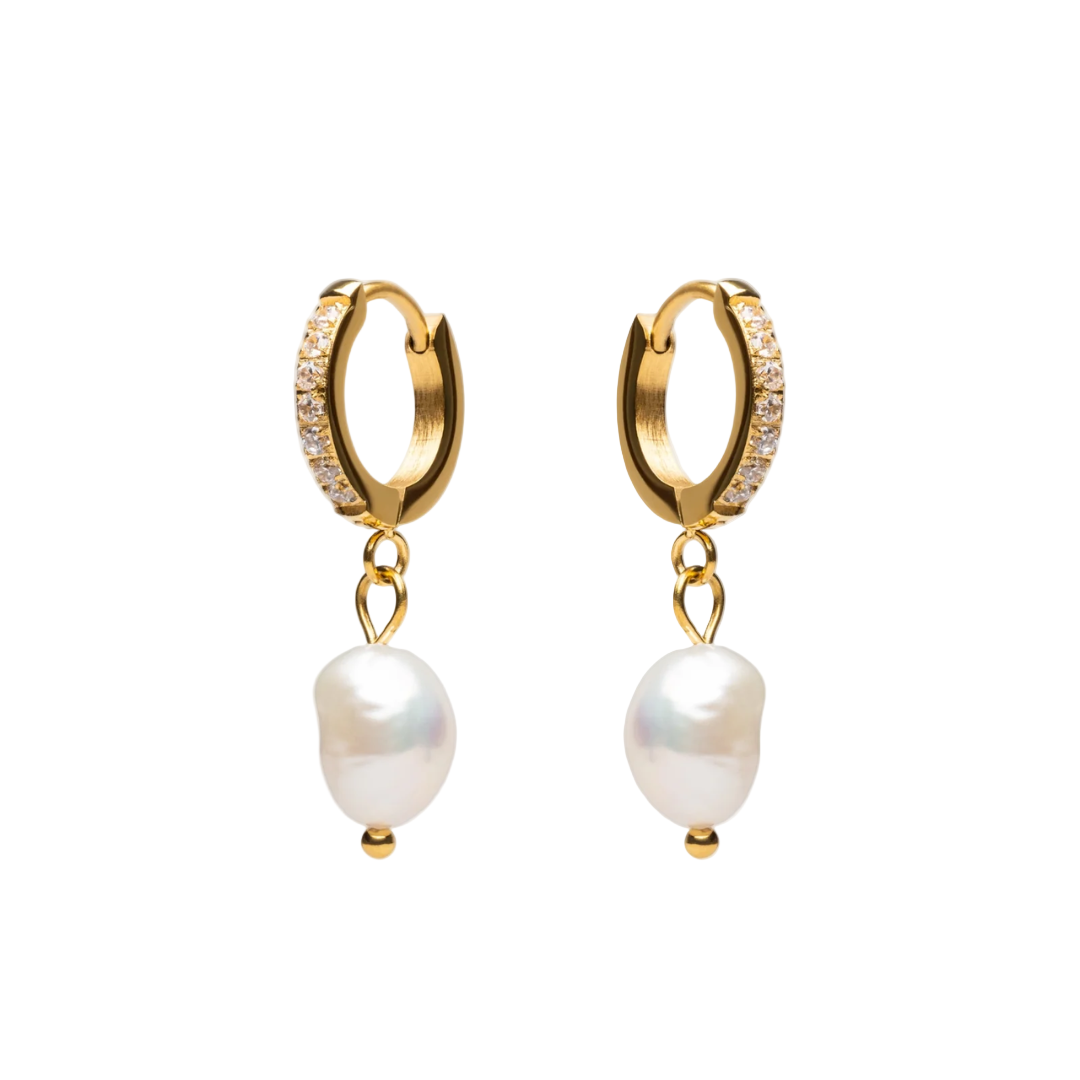 Women's Baroque Freshwater Pearl Hoop Earrings
