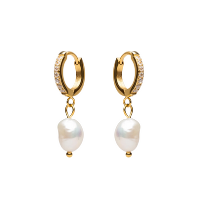 Women's Baroque Freshwater Pearl Hoop Earrings