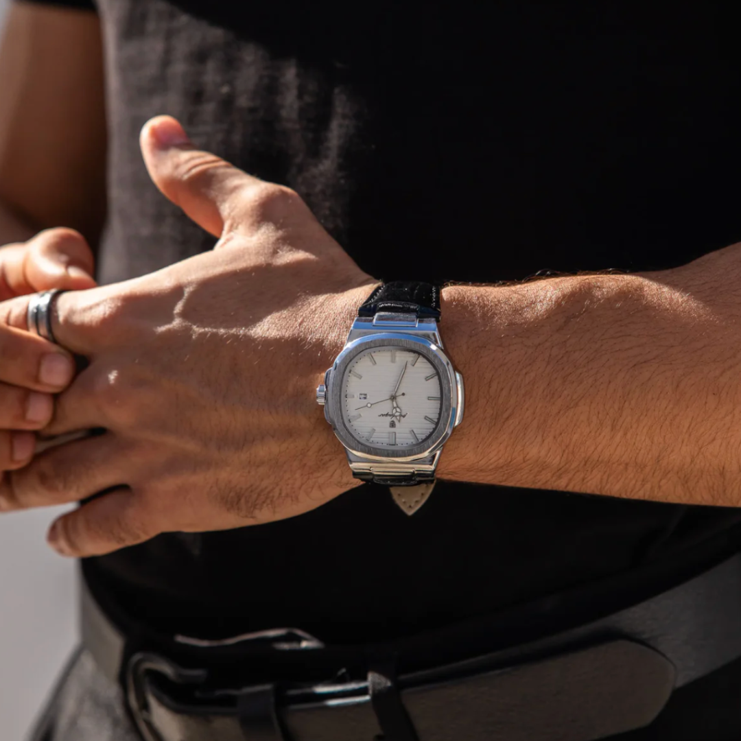 Men’s Stainless Steel Leather Bracelet Watch | Blackstone Eclipse
