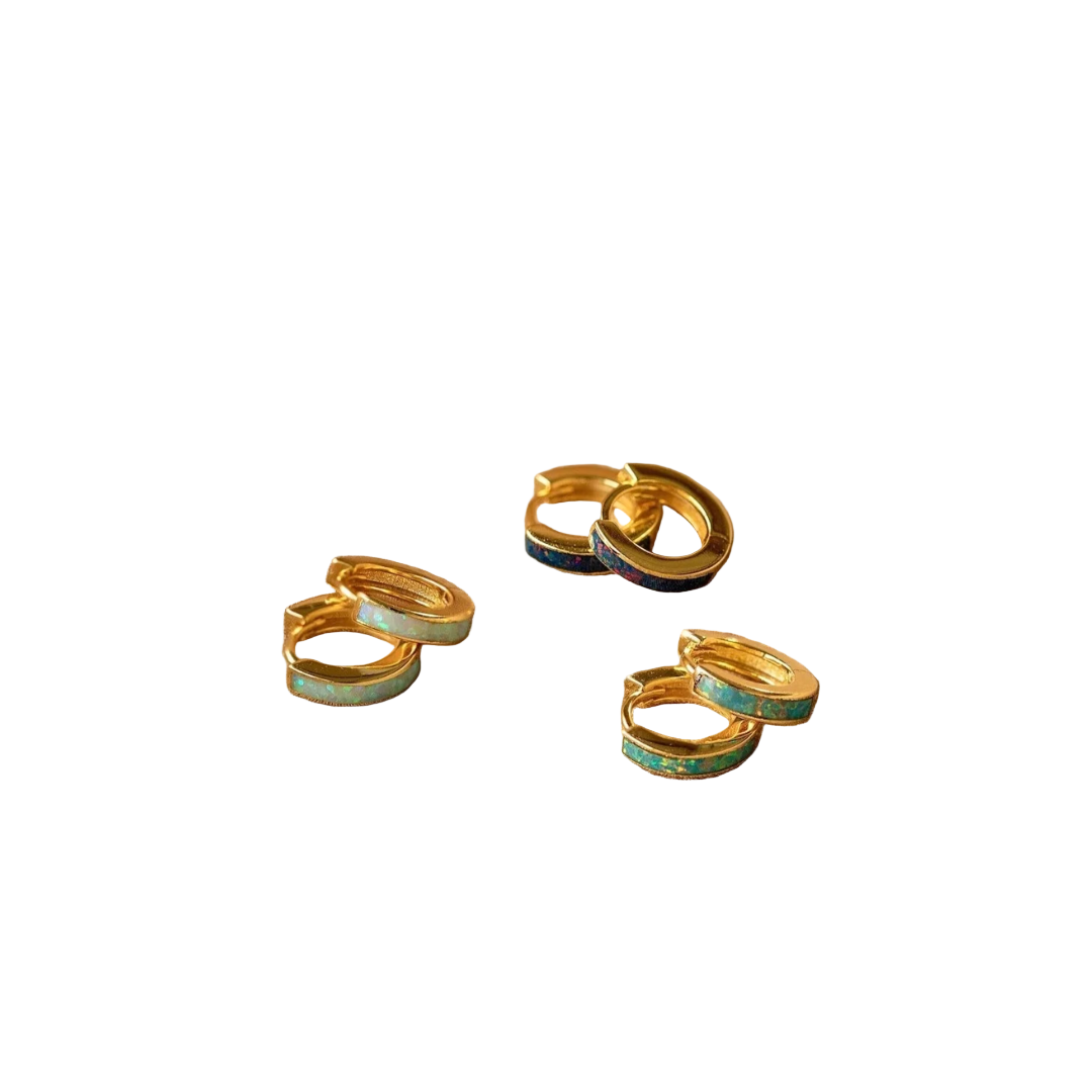 Women’s Opal Huggie Hoop Earrings | Sterling Silver