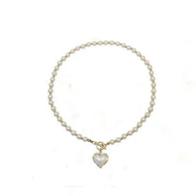 Women’s Pearl Heart Choker Necklace