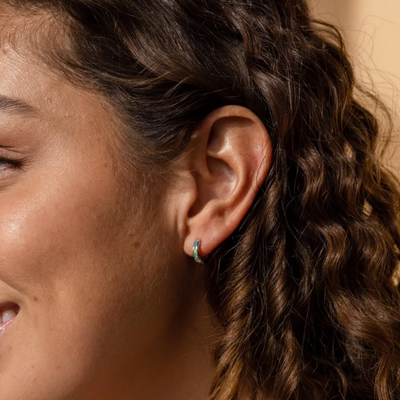 Women’s Opal Huggie Hoop Earrings | Sterling Silver
