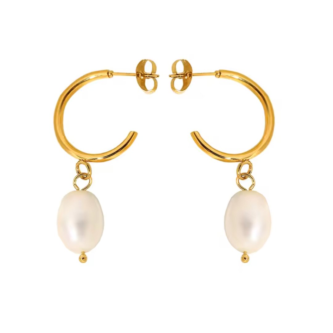 Women’s Baroque Freshwater Pearl Hoop Earrings