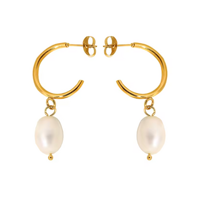 Women’s Baroque Freshwater Pearl Hoop Earrings
