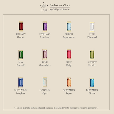 Women’s Baguette Birthstone Huggie Hoop Earrings