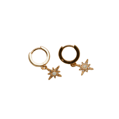 Women’s Opal Starburst Huggie Hoop Earrings