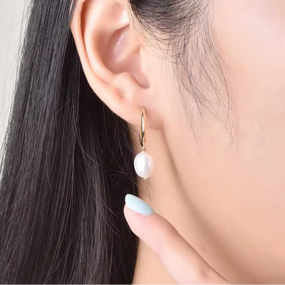 Women’s Baroque Freshwater Pearl Hoop Earrings