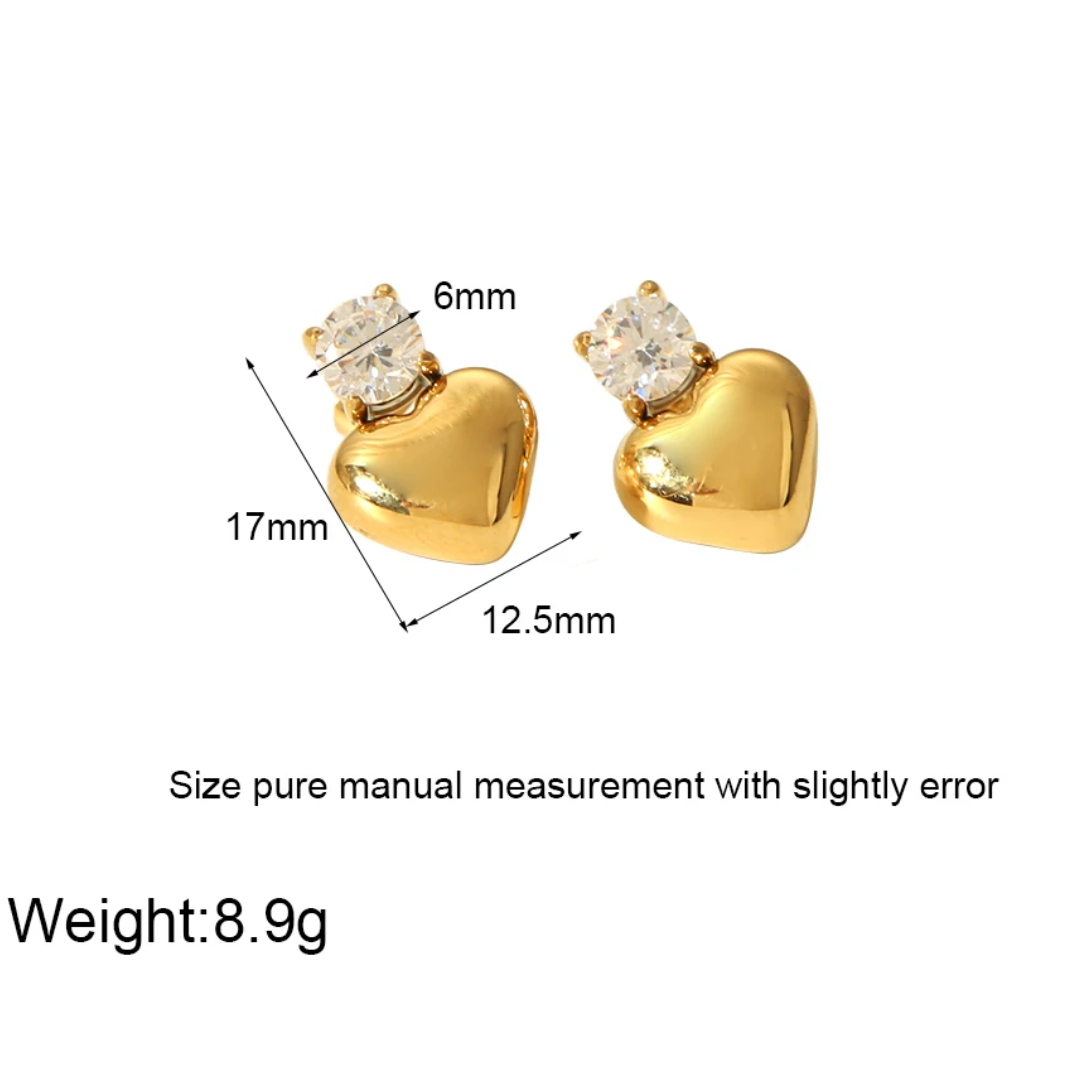 Women’s Cubic Zirconia Heart Stud Earrings