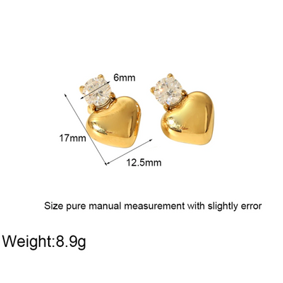 Women’s Cubic Zirconia Heart Stud Earrings