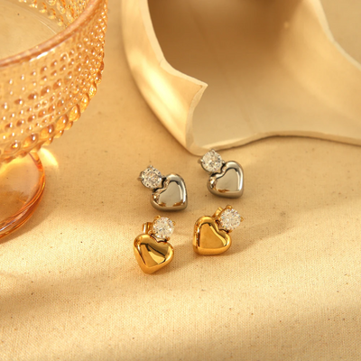 Women’s Cubic Zirconia Heart Stud Earrings
