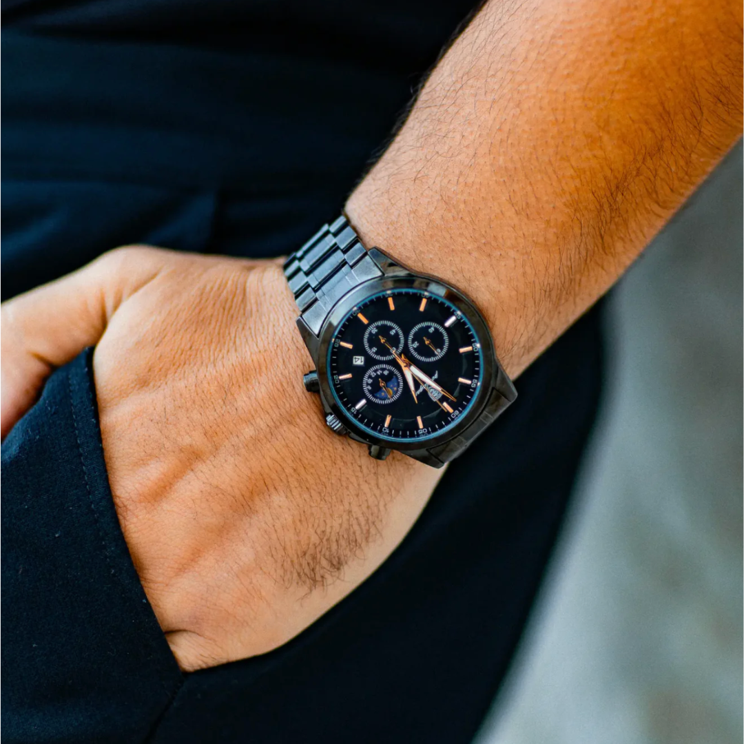 Men’s Stainless Steel Bracelet Watch | Obsidian Harbor