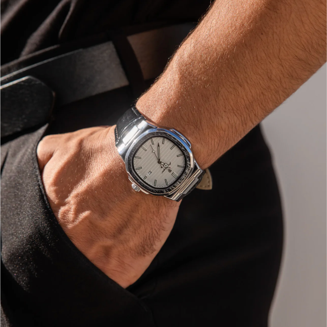 Men’s Stainless Steel Leather Bracelet Watch | Blackstone Eclipse