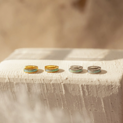 Women’s Opal Huggie Hoop Earrings | Sterling Silver