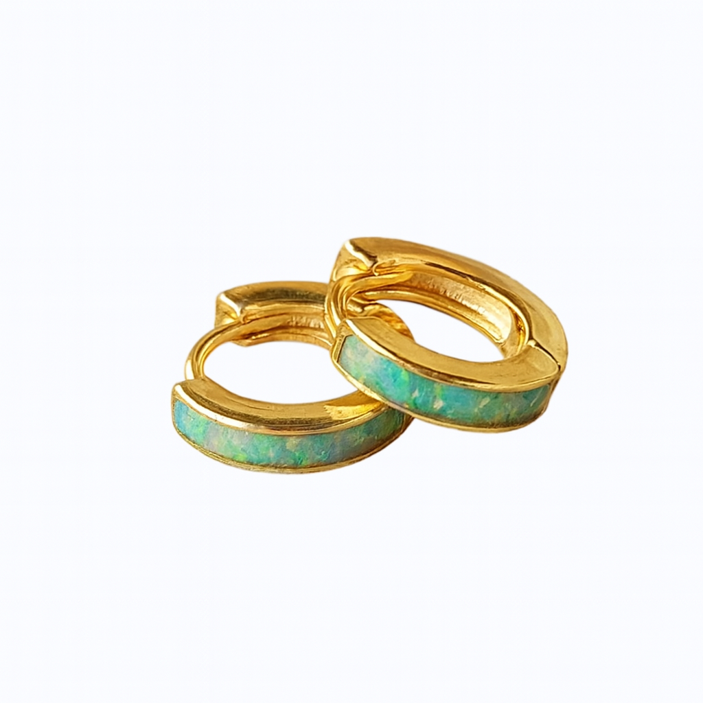 Women’s Opal Huggie Hoop Earrings | Sterling Silver