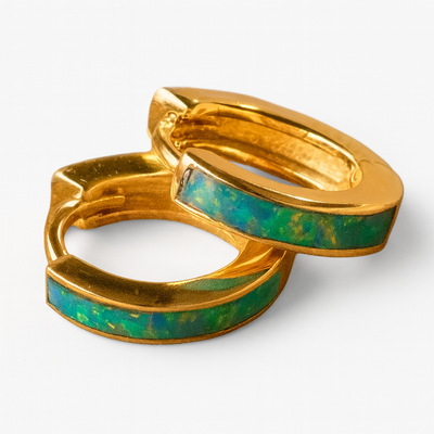 Women’s Opal Huggie Hoop Earrings | Sterling Silver