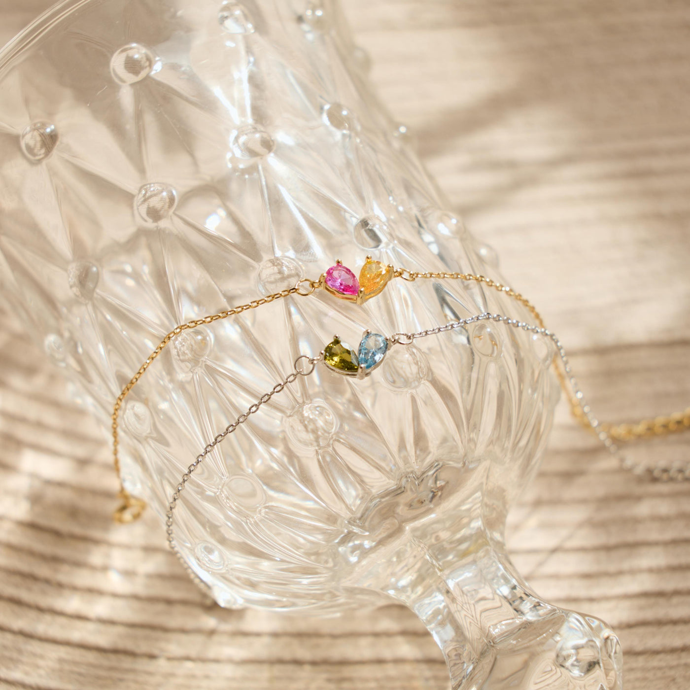Women’s Personalised Mother Daughter Birthstone Bracelet