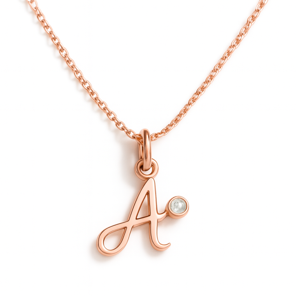 Women’s Sterling Silver Personalised Initial Birthstone Necklace