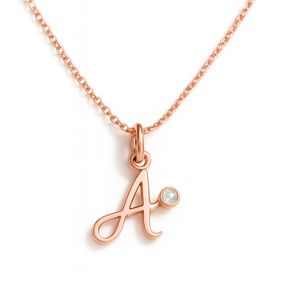 Women’s Sterling Silver Personalised Initial Birthstone Necklace