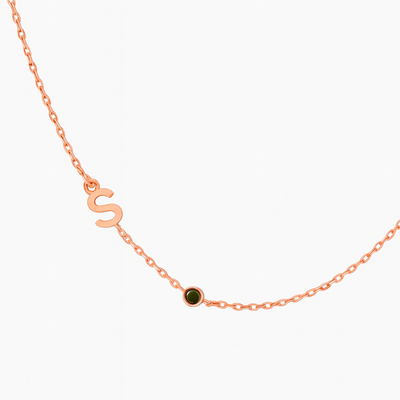 Women’s Personalised Sideways Initial Birthstone Necklace
