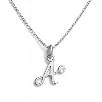 Women’s Sterling Silver Personalised Initial Birthstone Necklace